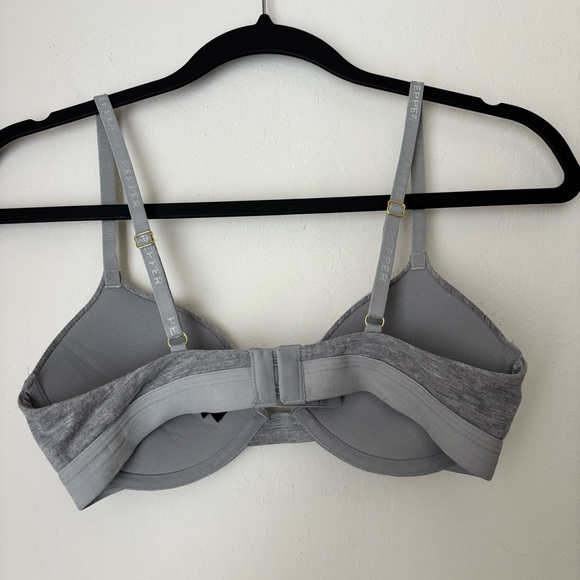 Pepper Supima Cotton Lift Up Bra in Heather Grey Size 34A Underwire Padded - Picture 6 of 15